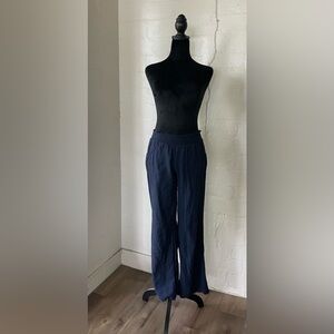 BCX Navy blue linen blend pants size S